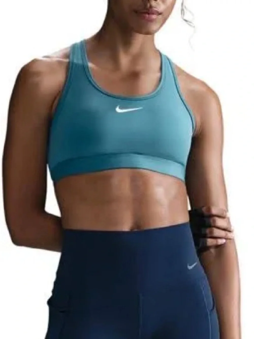 Nike Women’s Teal Sports Bra with White Swoosh